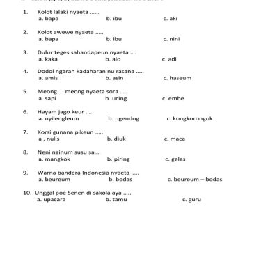 3 Soal UTS Bahasa Sunda Kelas 4 Semester 1 2026 Wajib Download, Sebelum Terlambat!