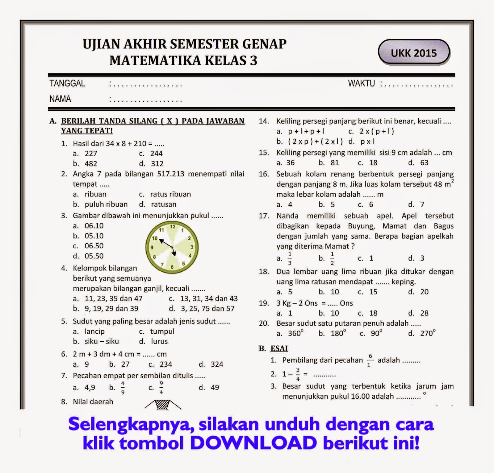 5 Rahasia Soal PAT Matematika Kelas 4 Semester 2 yang Wajib Diketahui Siswa 2026