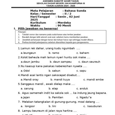 15 Soal Bahasa Sunda Kelas 2 SD Wajib Dikuasai, Ternyata Ini Rahasia Nilai Sempurna