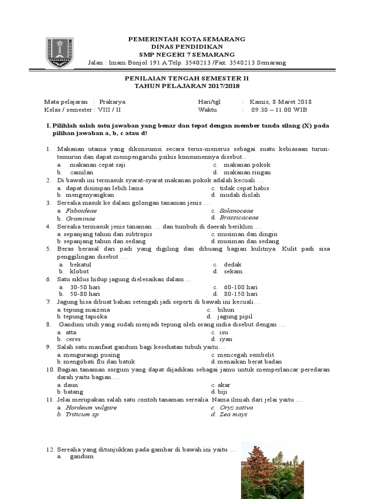 5 Contoh Soal PG Prakarya Kelas VII Semester 1 Kurikulum 2013 yang Wajib Dikuasai Agar Nilai Tak Jeblok