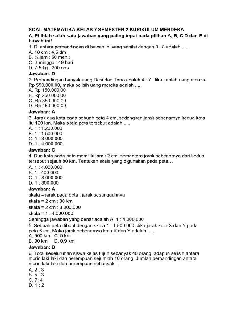 Soal-Soal Kelas 7 Semester 2 Panduan Lengkap Soal-Soal Kelas 7 Semester 2 Panduan Lengkap