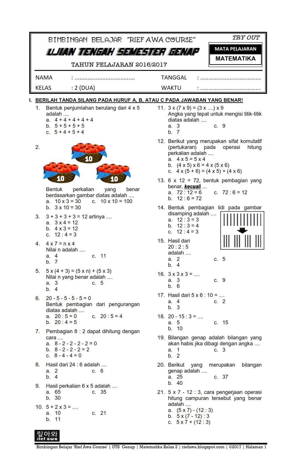 5 Rahasia Soal PAS Matematika Kelas 3 Semester 2 Siap Cetak untuk Nilai Maksimal