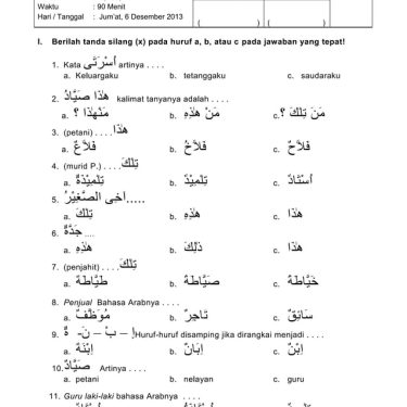 7 Contoh Soal UTS Bahasa Arab Kelas 7 Semester 1 yang Wajib Dikuasai Sebelum Terlambat