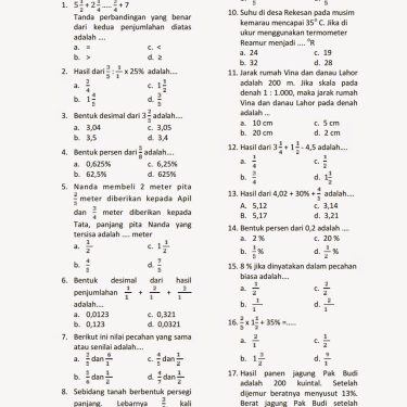 7 Lembar Kerja Soal Matematika Kelas 5 Semester 2 Kurikulum 2013 Siap Cetak yang Jarang Diketahui Guru