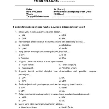 7 Soal UAS PKN Kelas 4 Semester 2 yang Wajib Dihafal di 2026