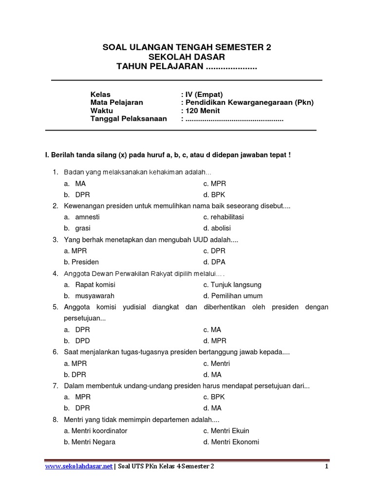 7 Soal UAS PKN Kelas 4 Semester 2 yang Wajib Dihafal di 2026