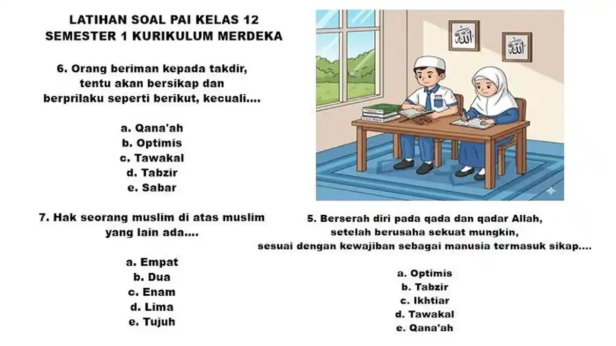 Akhirnya Terungkap 7 Contoh Soal PG PAI Kelas XII Semester 1 yang Sering Muncul