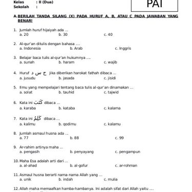 Ternyata 7 Soal PAI Kelas 5 Semester 2 Kurikulum 2013 Ini Paling Sulit, Simak Kunci Jawabannya