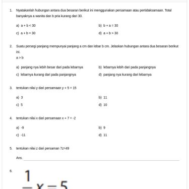 Ternyata Ini 7 Contoh Soal Persamaan Linier Kelas 7 Semester 1 yang Sering Muncul di Ujian, Wajib Kamu Kuasai!