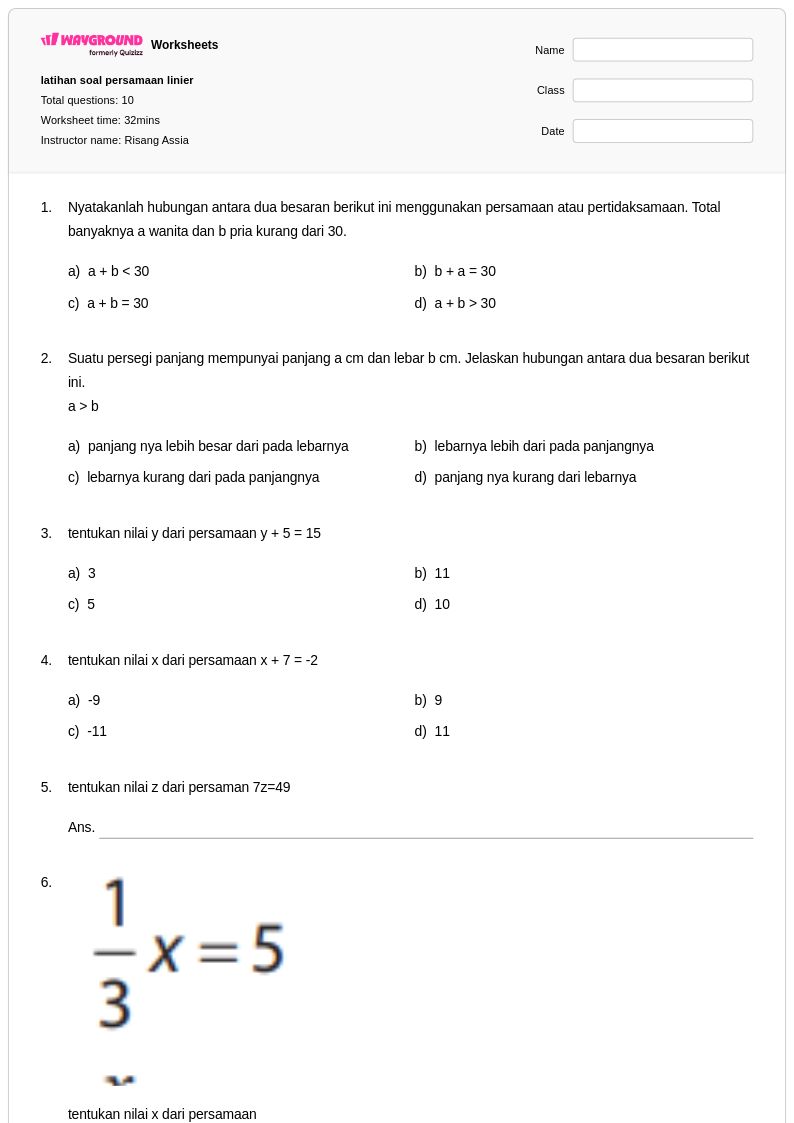 Ternyata Ini 7 Contoh Soal Persamaan Linier Kelas 7 Semester 1 yang Sering Muncul di Ujian, Wajib Kamu Kuasai!