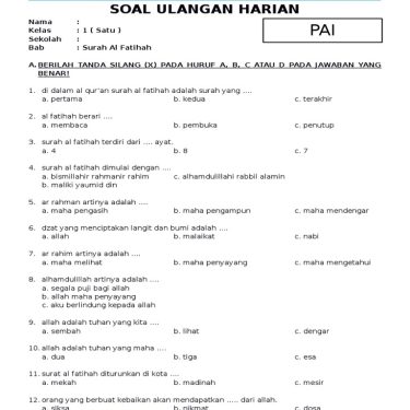 7 Cara Seru Contoh Soal Pesan Surah Al-Fatihah PAI Kelas 1 SD yang Wajib Dikuasai