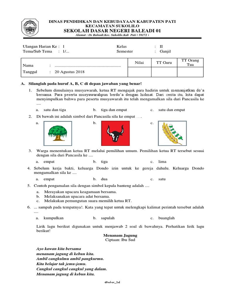Ulangan Harian Kelas 1 Menanam Jagung PDF Ulangan Harian Kelas 1 Menanam Jagung PDF
