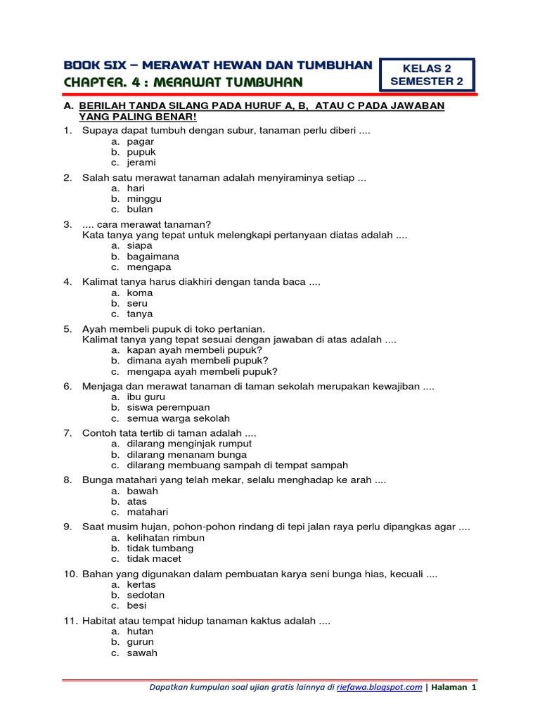 Soal Kelas 2 Tema 6 Subtema 4 PDF PDF Soal Kelas 2 Tema 6 Subtema 4 PDF PDF