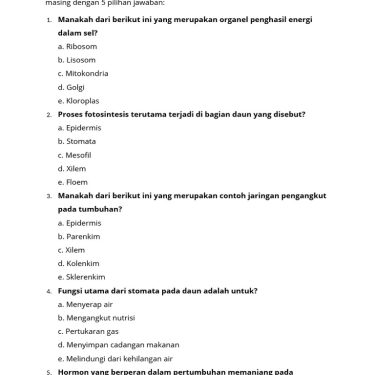 Contoh Soal PG Biologi SMA Kelas X Semester 1 K13: 3 Tipe Soal TKA 2026 yang Sering Muncul dan Wajib Kamu Kuasai