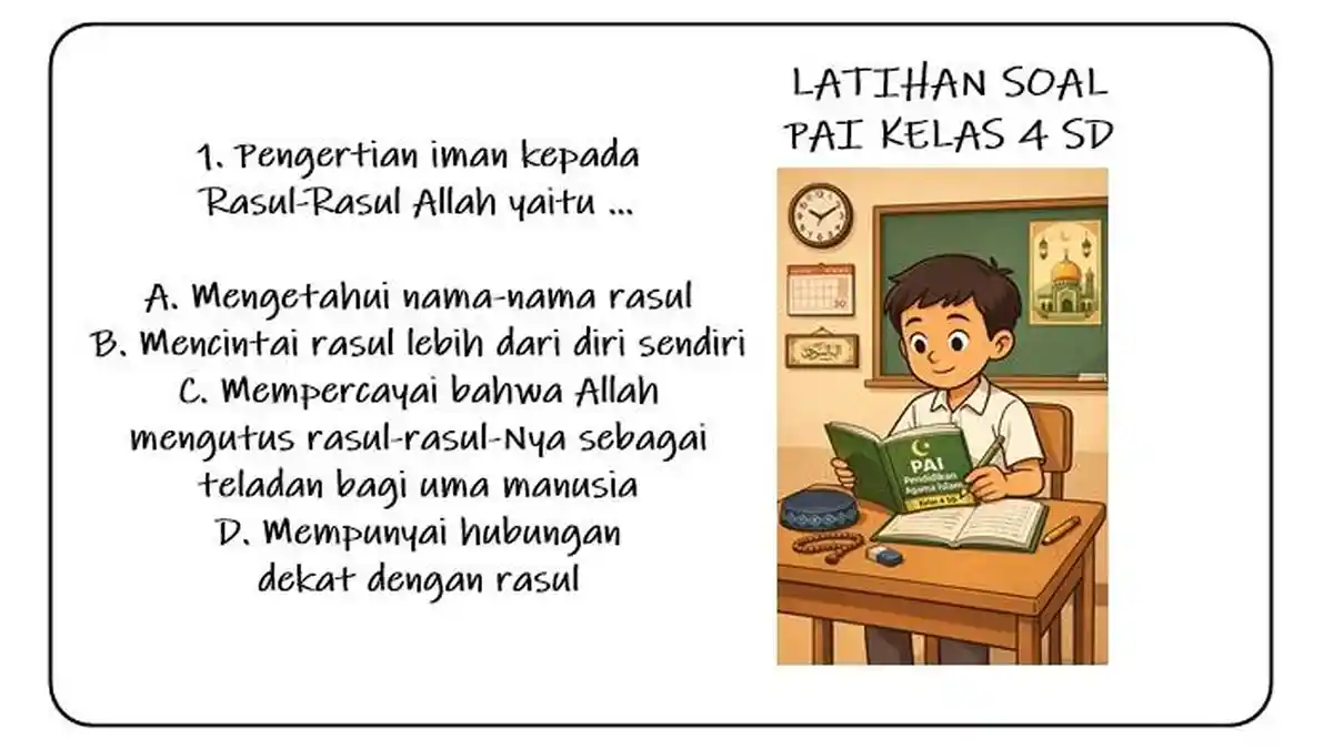 10 Soal PAI Kelas 4 Semester 2 Bab 7 Beriman Kepada Rasul-Rasul Allah 10 Soal PAI Kelas 4 Semester 2 Bab 7 Beriman Kepada Rasul-Rasul Allah