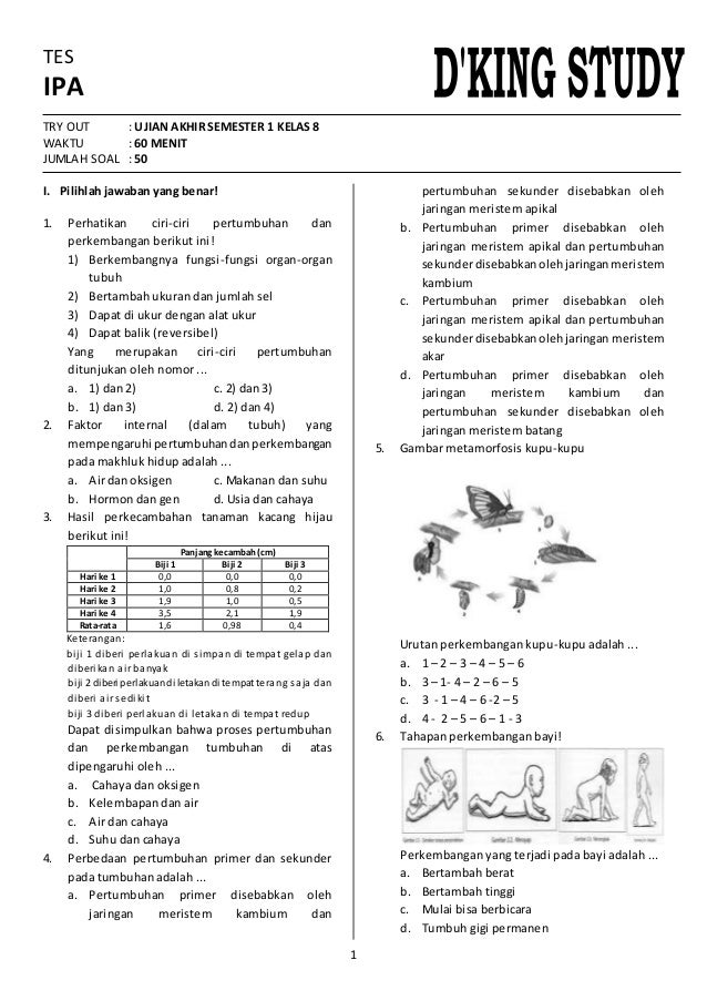 contoh soal pg ipa kelas 9 semester 1 beserta jawabannya