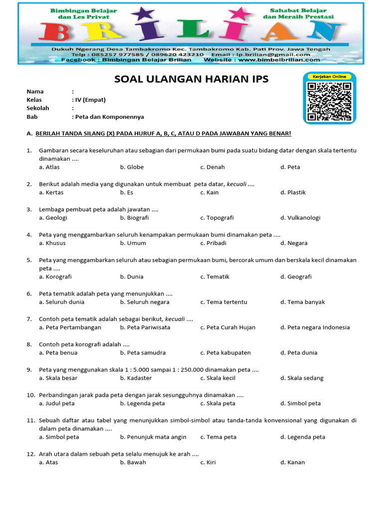 pelajaran ips kelas 4 semester 2 dan soal beserta jawabannya