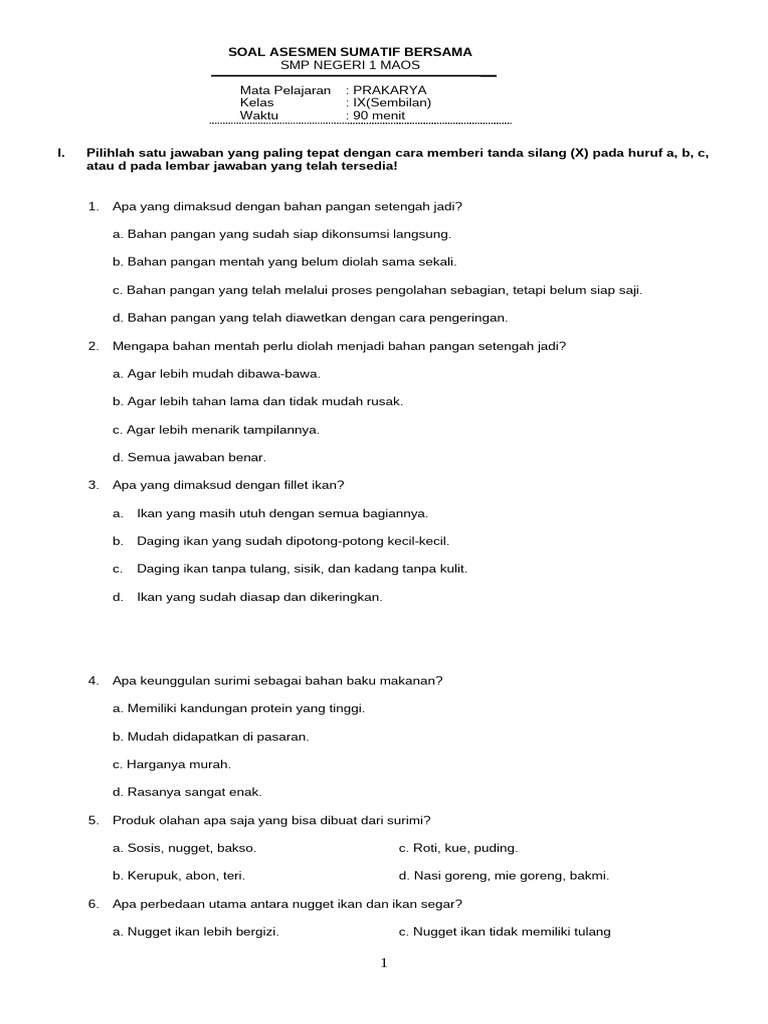 Inilah 7 Contoh Soal PG Prakarya Kelas IX Semester 1 Kurikulum 2013 yang Wajib Kamu Kuasai Sebelum Ujian