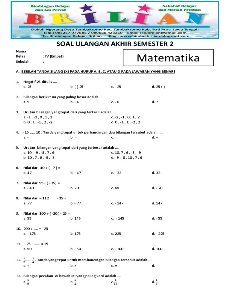 7 Rahasia Menguasai pdf soal matematika sd kelas 4 uas genap yang Wajib Tahu Sekarang