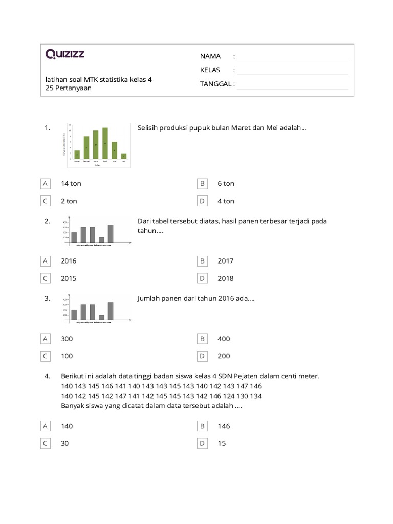 Download PDF Soal Matematika Kelas 4 Statistika Terbaru yang Wajib Kamu Kuasai Sekarang
