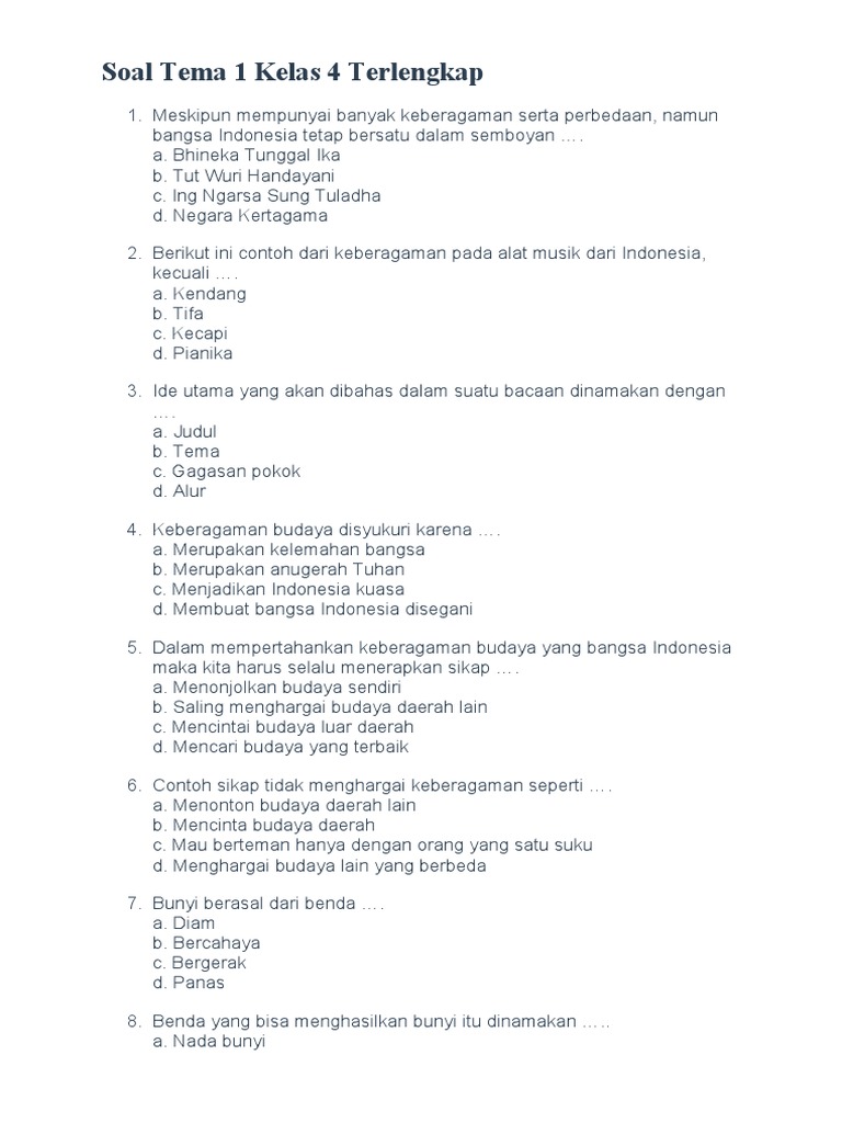 Rahasia Jawab Cepat soal tema 1 subtema 1 kelas 4 sd agar Nilai Ujian Langsung Melejit