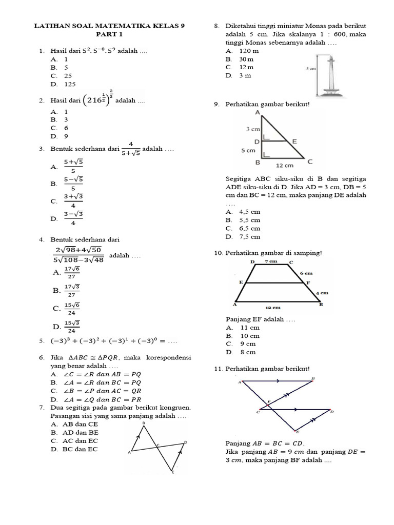 Rahasia Lulus Ujian Lewat Latihan Soal Kelas 9 Matematika Semester 1 Ini