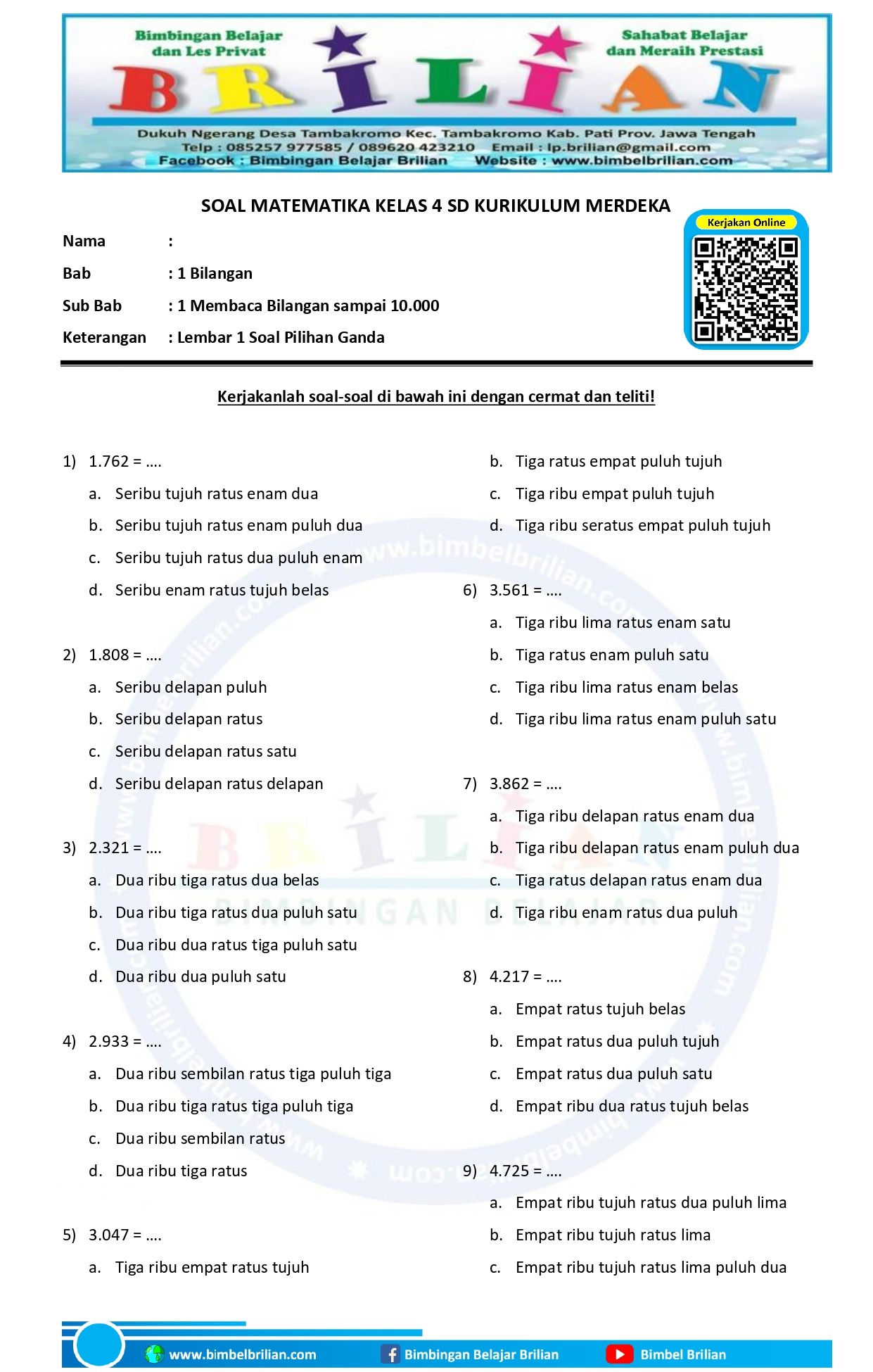 Rahasia Lulus Ujian dengan Soal Tema 1 Subtema 1 Kelas 4 Bimbel Brilian Terbaru