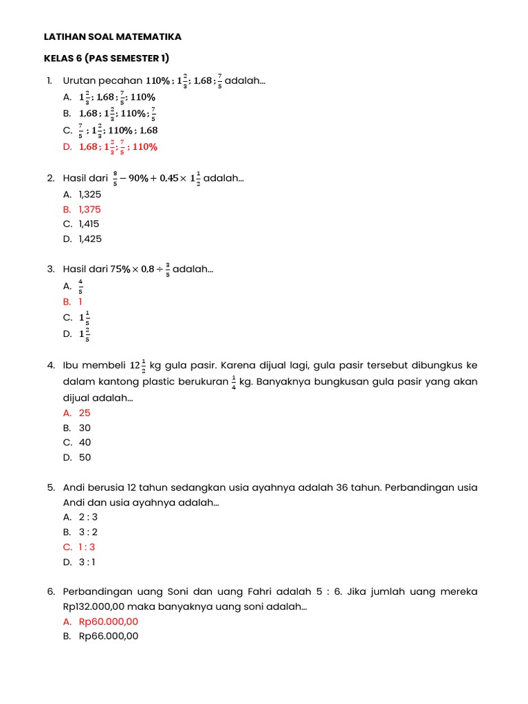 Rahasia Nilai Sempurna dengan Latihan Soal Kelas 6 Semester 1 PDF Terbaru Ini Rahasia Nilai Sempurna dengan Latihan Soal Kelas 6 Semester 1 PDF Terbaru Ini