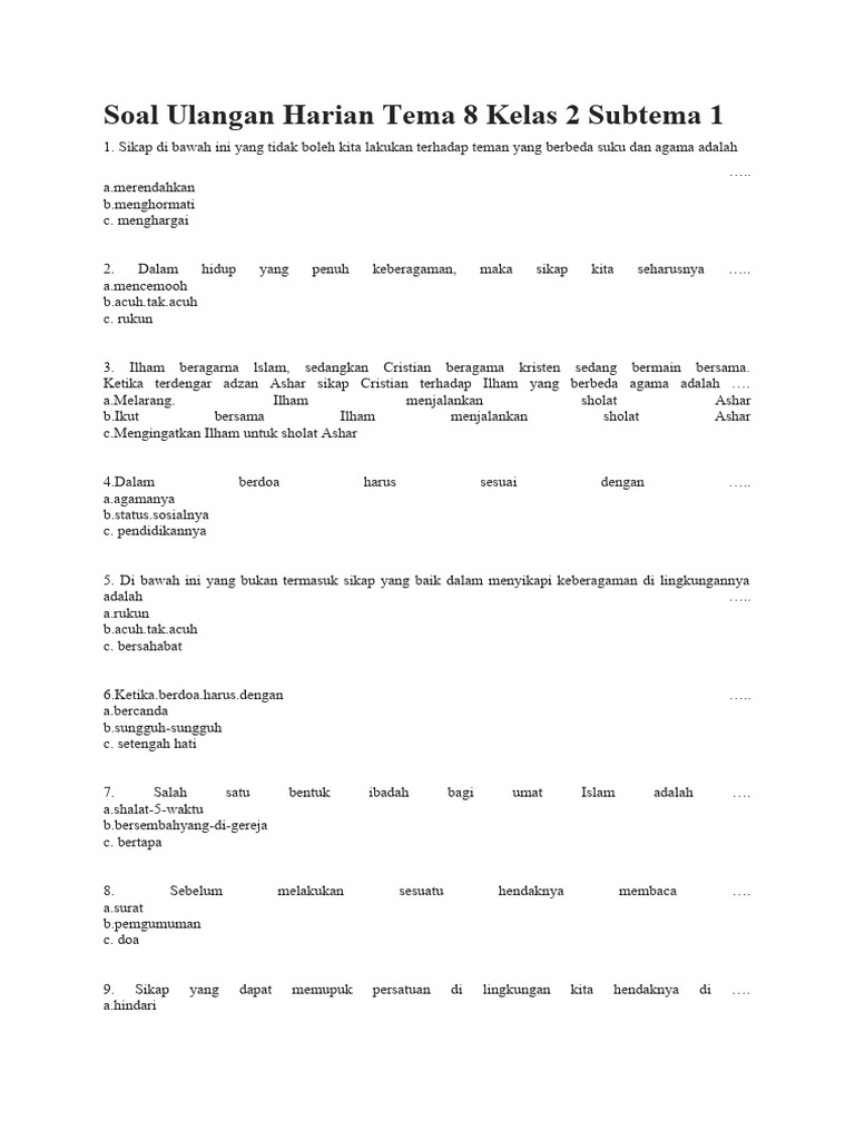 Rahasia Skor Tinggi Latihan Soal Kelas II Tema 8 Subtema 1 yang Wajib Kamu Kuasai Rahasia Skor Tinggi Latihan Soal Kelas II Tema 8 Subtema 1 yang Wajib Kamu Kuasai