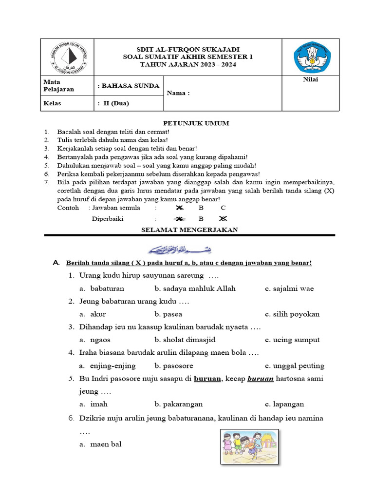 Wajib Tahu! Kumpulan Contoh Soal Basa Sunda Semester 1 Kelas 2 Paling Akurat